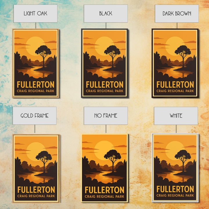 Fullerton Travel Poster, Canvas Print, Warm Sunset Silhouette Art, Fullerton Art Print, City Travel Prints, Vintage Travel Print