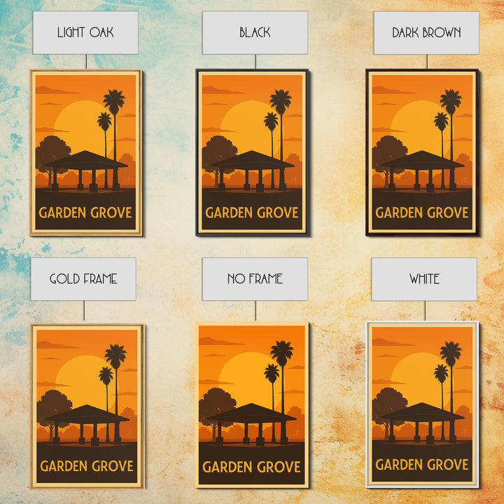 Garden Grove Travel Poster, Framed Canvas Print, Golden Travel Poster Art, Garden Grove Poster Print, Vintage Travel Art, Travel Wall Art