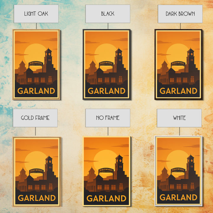 Garland Travel Poster, Canvas Print, Gold Art Deco Poster Art, Garland Travel Art, Vintage Travel Print, City Travel Prints, Poster Print