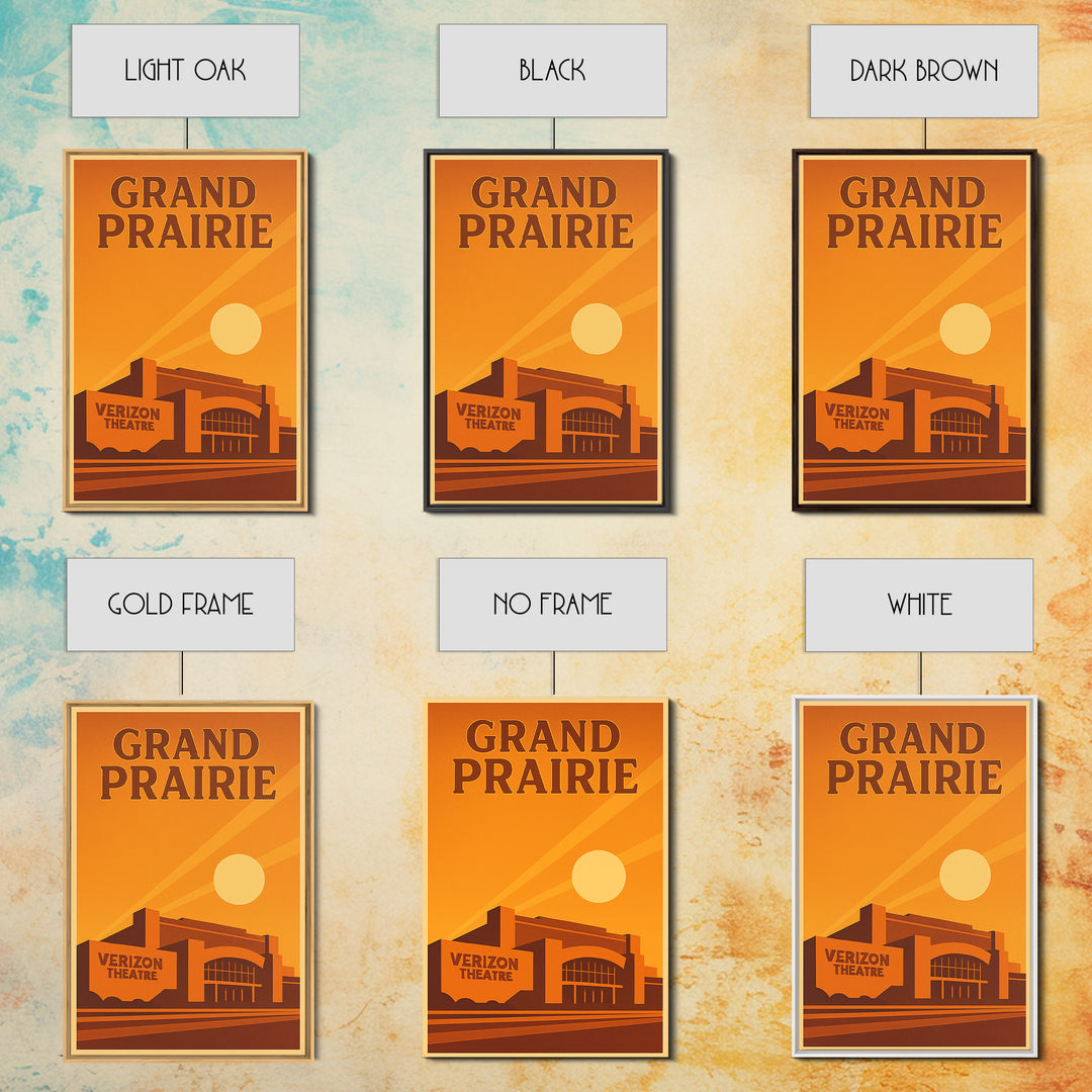 Grand Prairie Texas Travel Poster, Canvas Print, Gold Art Deco Poster Art, Grand Prairie Art Print, City Travel Prints, Wanderlust Decor