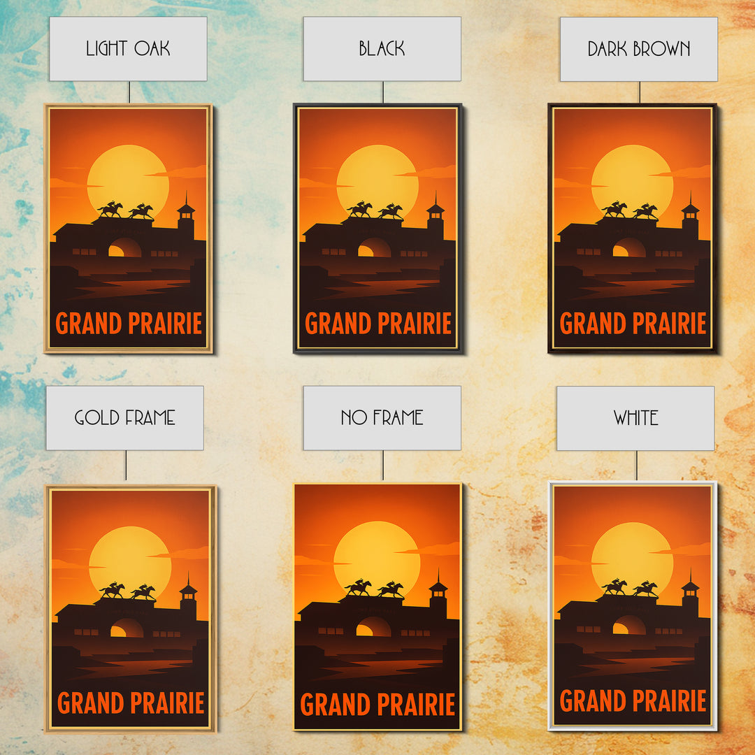 Grand Prairie Travel Poster, Canvas Print, Gold Art Deco Poster Art, Grand Prairie Wall Art, Mid Century Wall Art, Travel Art Print