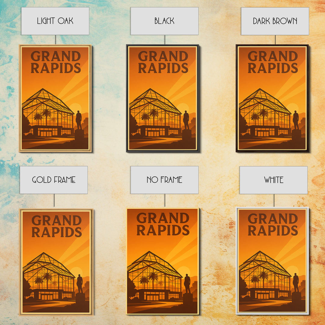 Grand Rapids Michigan Travel Poster, Canvas Print, Golden Travel Poster Art, Grand Rapids Art Print, Home Office Decor, City Travel Prints
