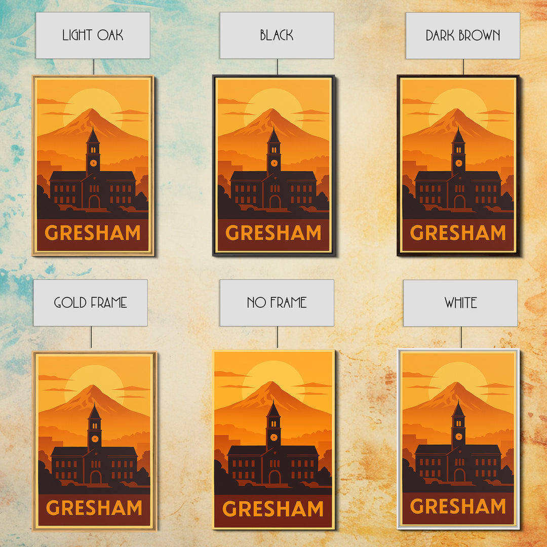 Gresham Travel Poster, Canvas Print, Vintage Deco Wall Art, Gresham Poster Print, City Travel Prints, Vintage City Poster, Travel Wall Art