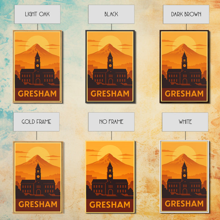 Gresham Travel Poster, Canvas Print, Vintage Deco Wall Art, Gresham Poster Print, City Travel Prints, Vintage City Poster, Travel Wall Art