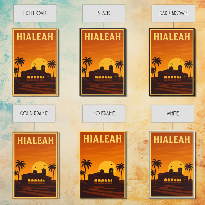 Hialeah Florida Travel Poster, Framed Canvas Print, Gold Art Deco Poster Art, Hialeah Travel Art, Retro Travel Print, Travel Poster Art