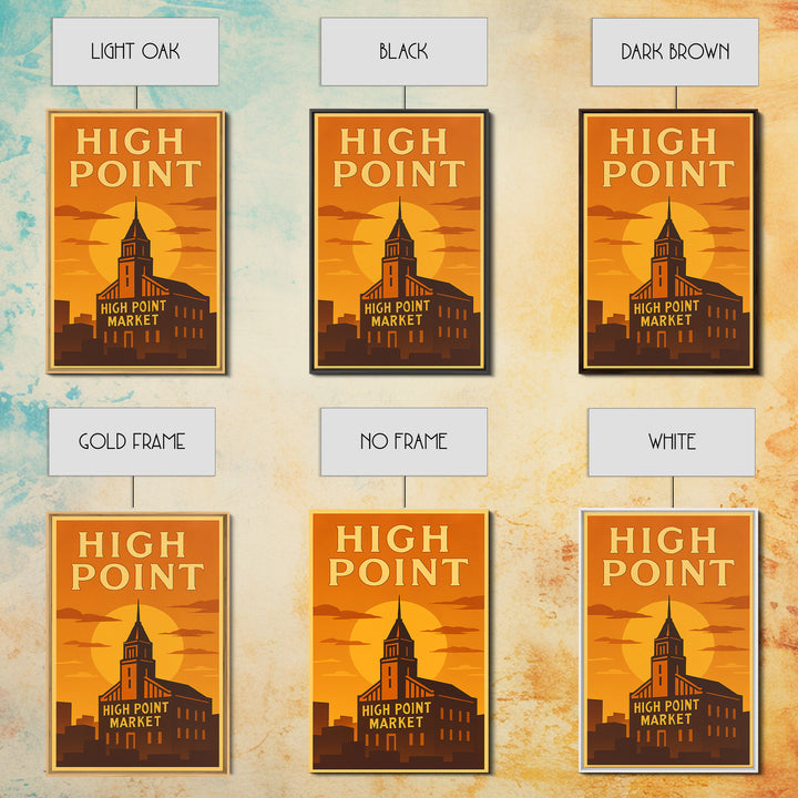High Point North Carolina Travel Poster, Canvas Print, Gold Art Deco Poster Art, High Point City Art, Wall Decor, Mid Century Wall Art