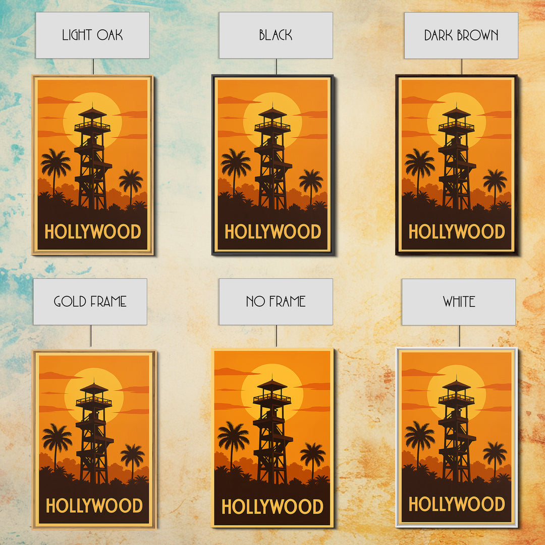 Hollywood Travel Poster, Canvas Print, Vintage Deco Wall Art, Hollywood Poster Print, Fine Art Print, Vintage City Poster, Travel Wall Art