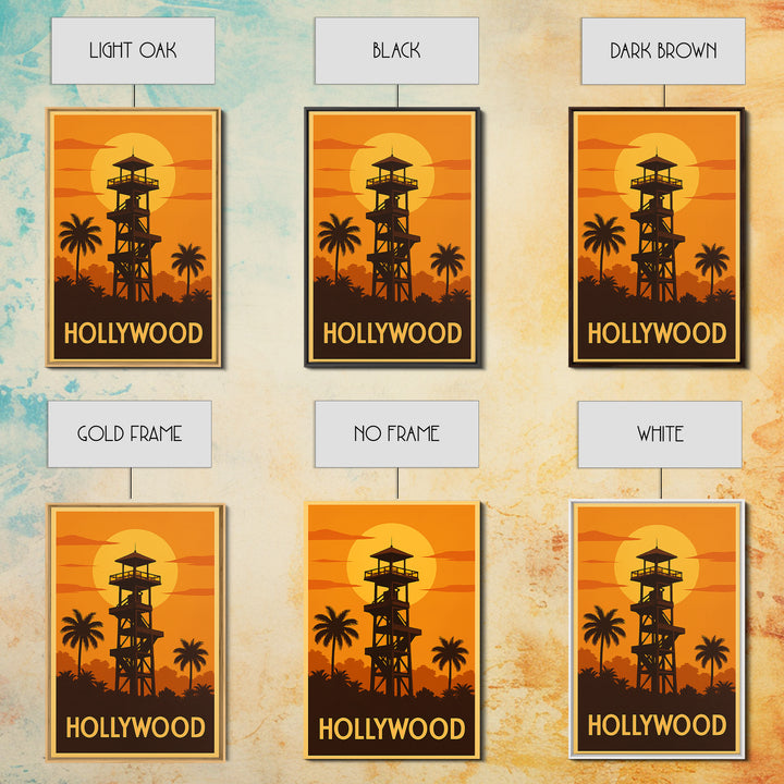Hollywood Travel Poster, Canvas Print, Vintage Deco Wall Art, Hollywood Poster Print, Fine Art Print, Vintage City Poster, Travel Wall Art