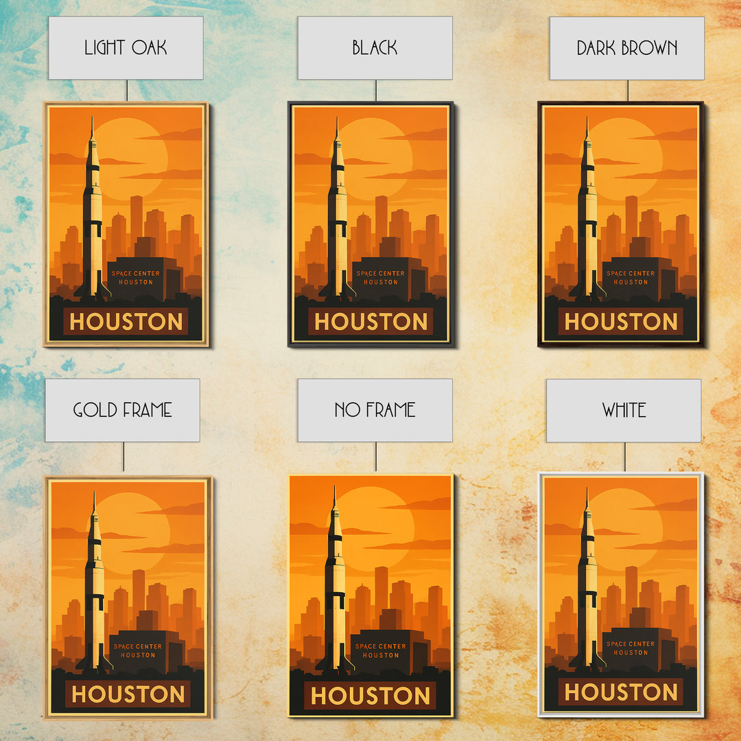 Houston Travel Poster, Framed Canvas Print, Vintage Deco Wall Art, Houston Art Print, Fine Art Print, Travel Wall Art, Travel Poster Art