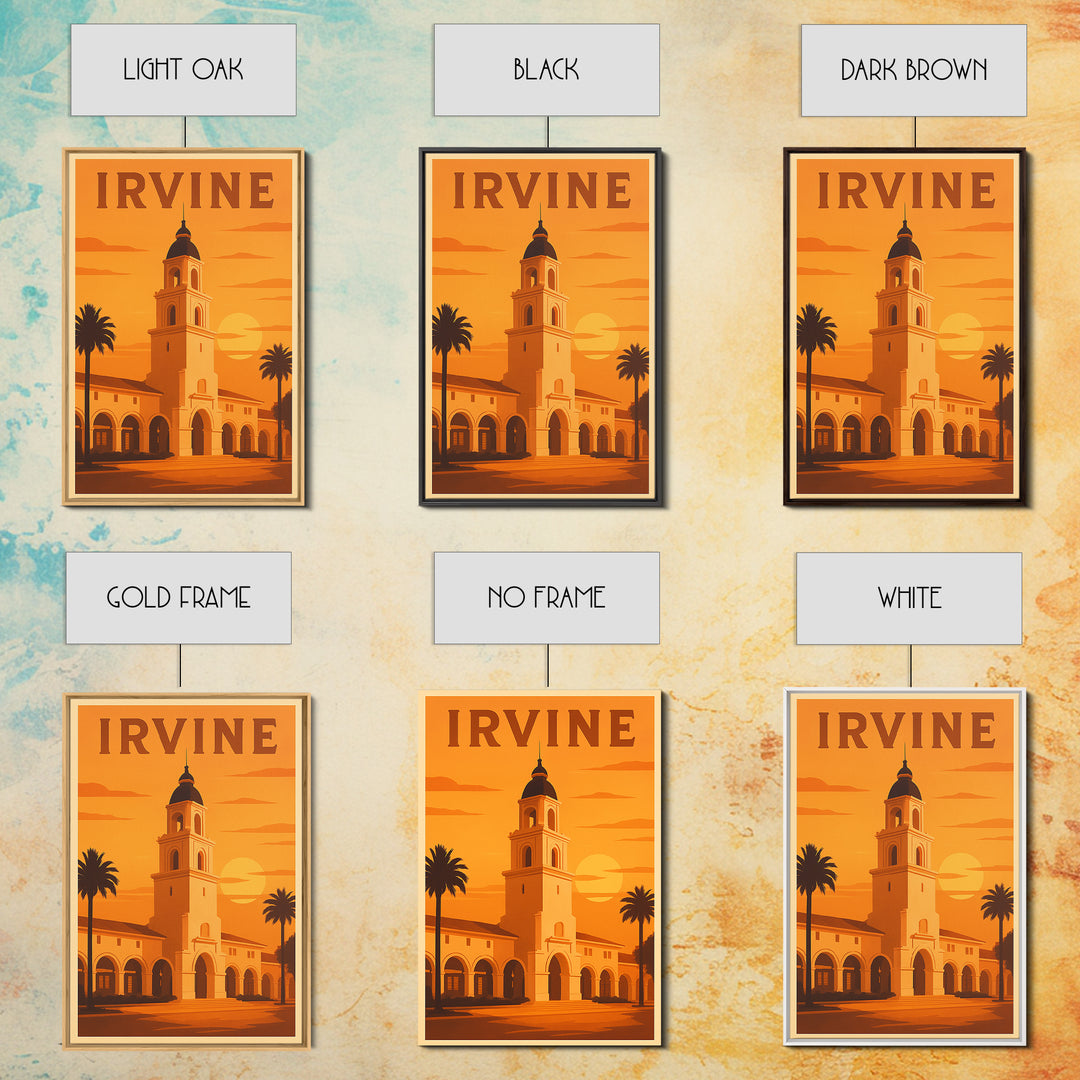 Irvine California Travel Poster, Canvas Print, Golden Poster Art, Irvine Art Print, Vintage City Art, City Art Print, Travel Art Print