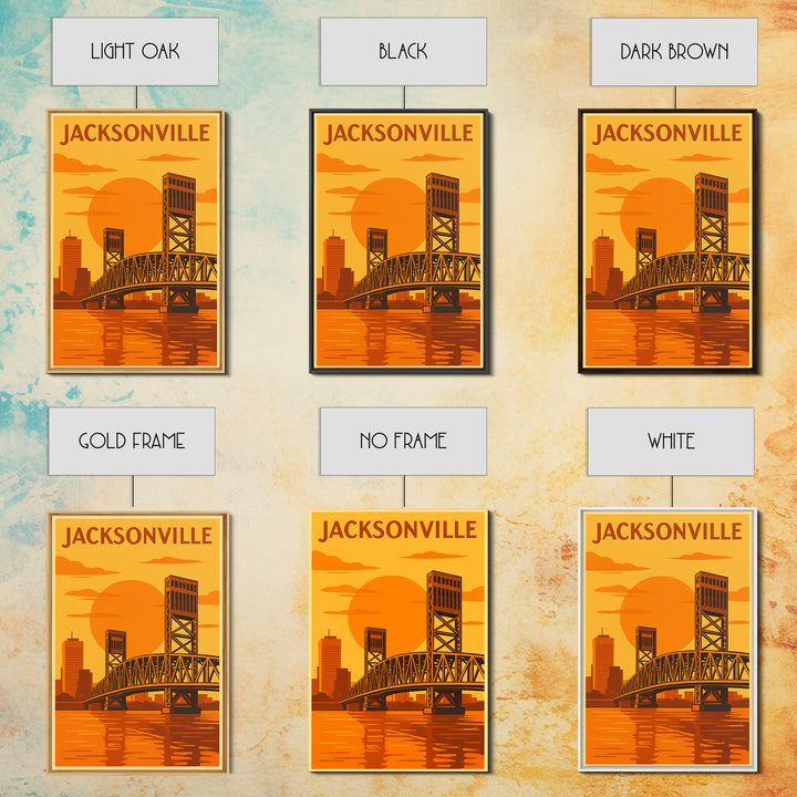 Jacksonville Florida Travel Poster, Canvas Print, Vintage Deco Wall Art, Jacksonville Art Print, Travel Poster Art, Living Room Wall Art