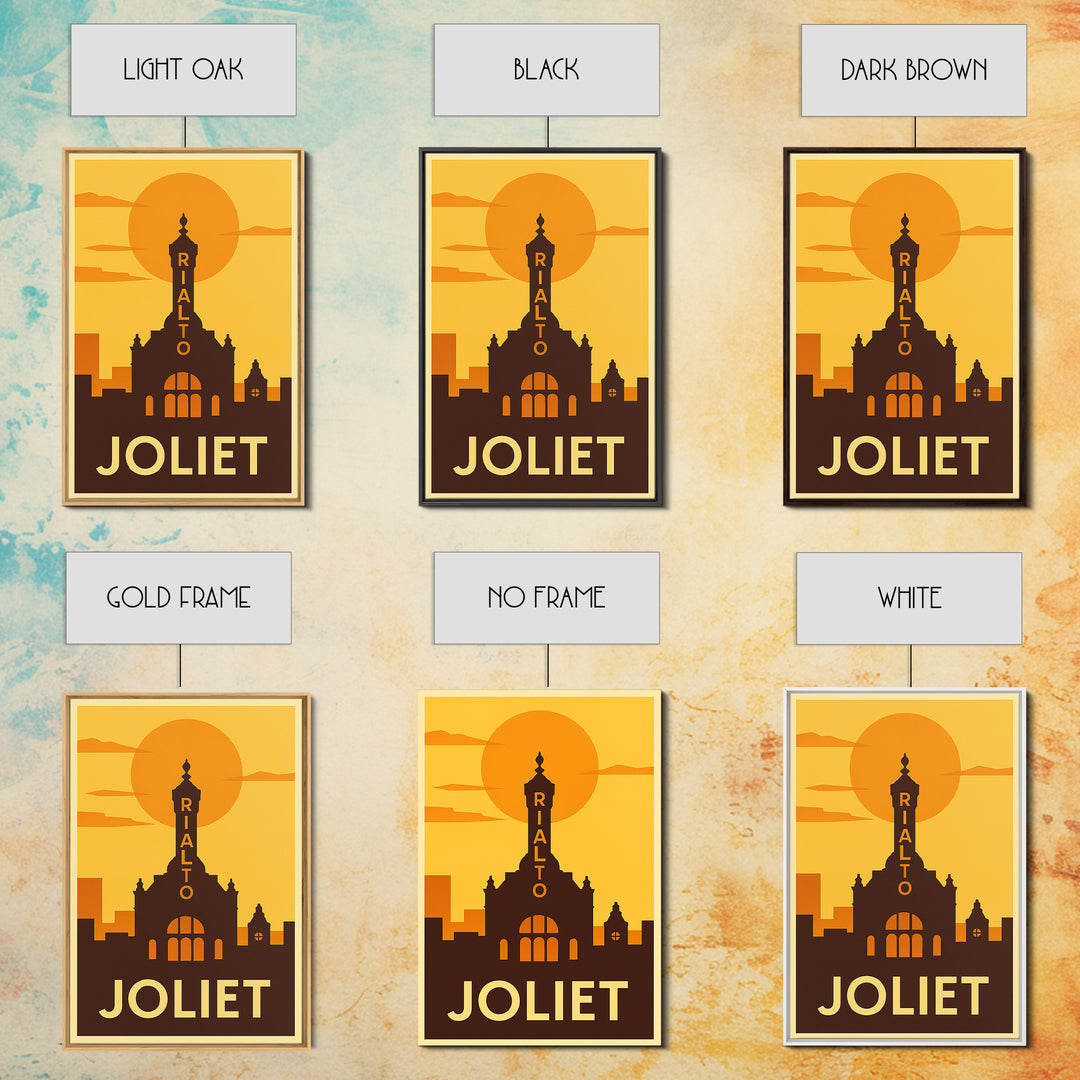 Joliet Travel Poster, Canvas Print, Vintage Deco Wall Art, Joliet Wall Art, Vintage City Poster, Travel Poster Art, Travel Poster Set