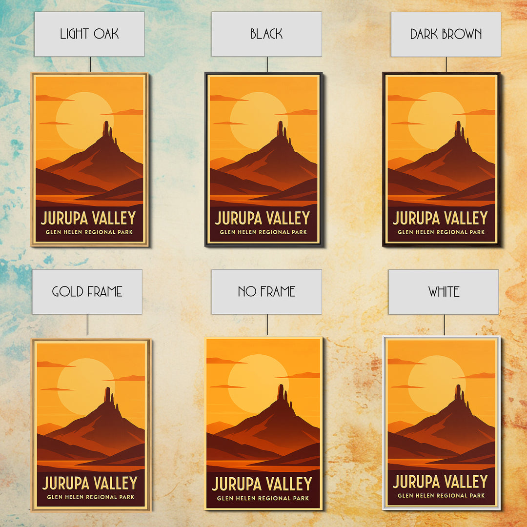 Jurupa Valley Travel Poster, Framed Canvas Print, Warm Sunset Silhouette Art, Jurupa Valley Art Print, Gift For Travelers, Vintage Print