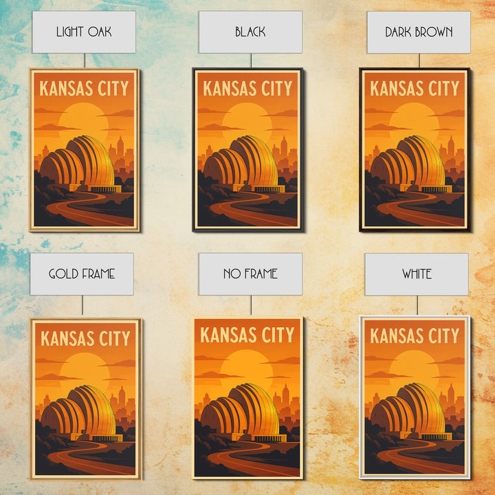 Kansas City Missouri Travel Poster, Canvas Print, Gold Art Deco Poster Art, Kansas City City Art, Gift For Travelers, Watercolor Skyline