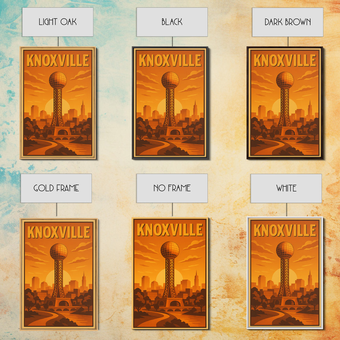 Knoxville Tennessee Travel Poster, Canvas Print, Gold Art Deco Poster Art, Knoxville City Art, City Illustration, Fine Art Print, Wall Decor