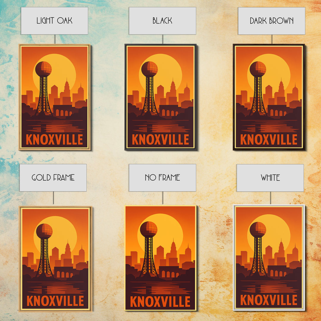 Knoxville Travel Poster, Canvas Print, Gold Art Deco Poster Art, Knoxville Art Print, Living Room Wall Art, Travel Wall Decor, Design 2