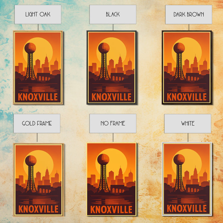 Knoxville Travel Poster, Canvas Print, Gold Art Deco Poster Art, Knoxville Art Print, Living Room Wall Art, Travel Wall Decor, Design 2