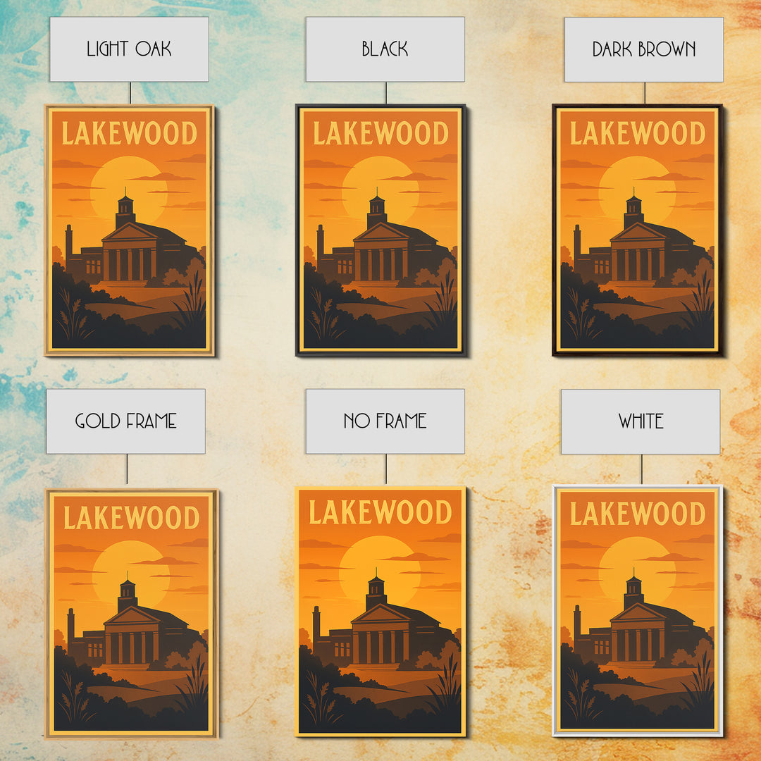 Lakewood Travel Poster, Canvas Print, Golden Travel Poster Art, Lakewood City Art, Modern Wall Decor, Home Office Decor, Fine Art Print