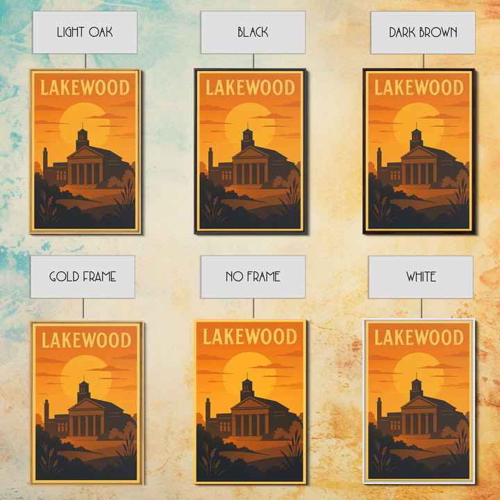 Lakewood Travel Poster, Canvas Print, Golden Travel Poster Art, Lakewood City Art, Modern Wall Decor, Home Office Decor, Fine Art Print