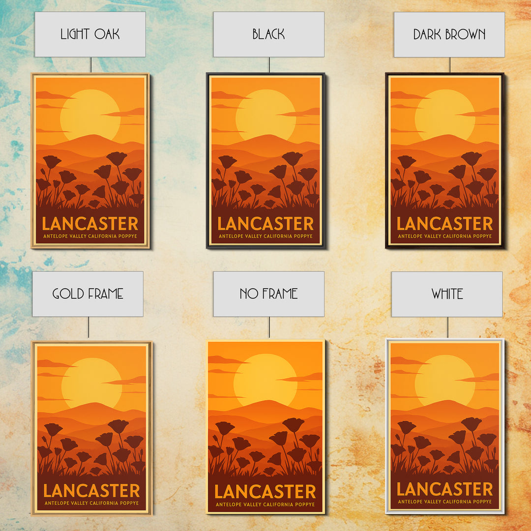Lancaster Travel Poster, Canvas Print, Warm Sunset Silhouette Art, Lancaster Travel Art, Retro Travel Print, Travel Wall Decor
