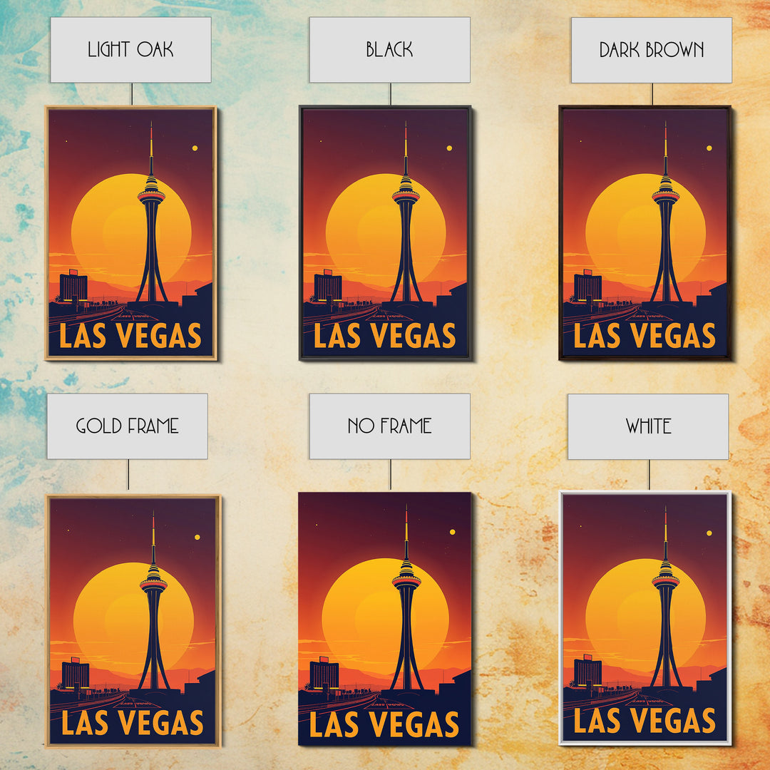 Las Vegas Nevada Travel Poster, Canvas Print, Warm Sunset Silhouette Art, Las Vegas Poster Print, City Travel Prints, Travel Art Print