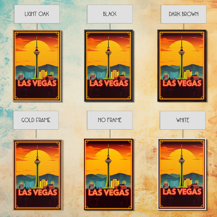 Las Vegas Travel Poster, Framed Canvas Print, Gold Art Deco Poster Art, Las Vegas Art Print, Gift For Travelers, Vintage Travel Art