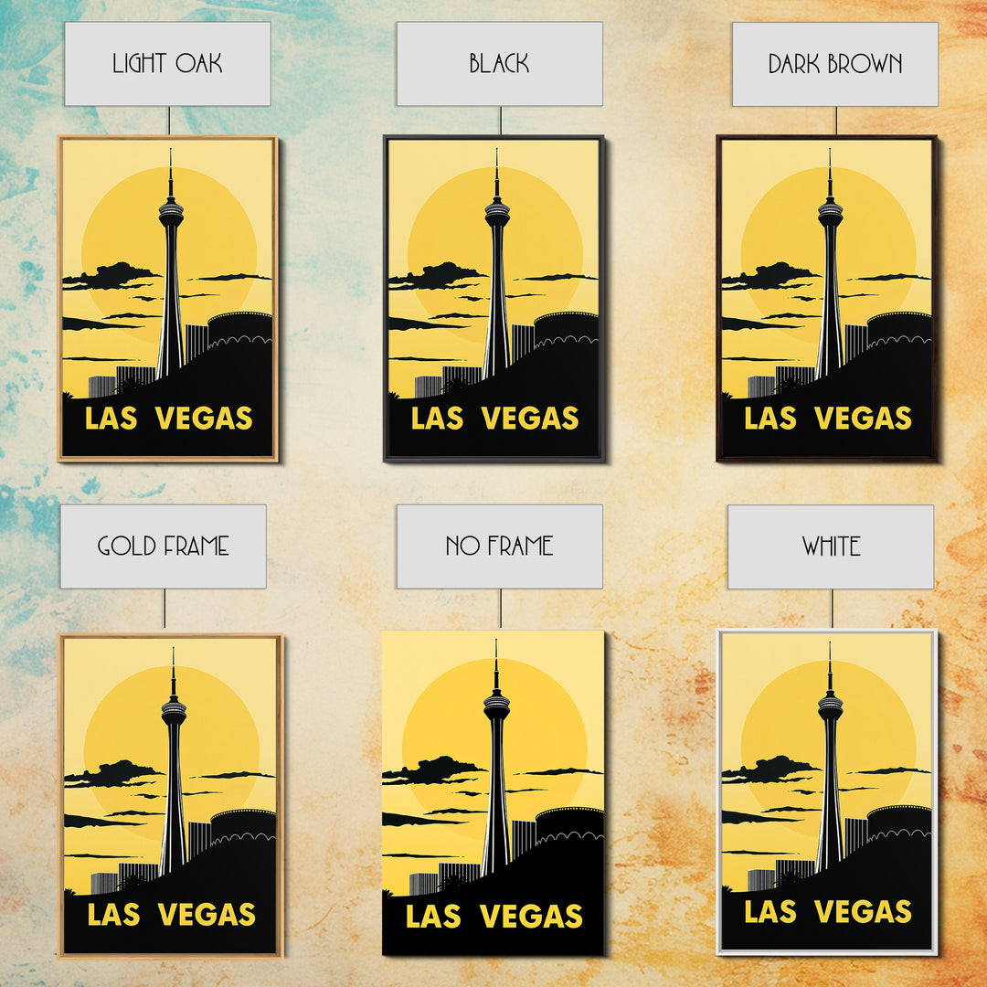 Las Vegas Travel Poster, Canvas Print, Golden Travel Poster Art, Las Vegas Wall Art, Fine Art Print, Living Room Wall Art, Home Decor