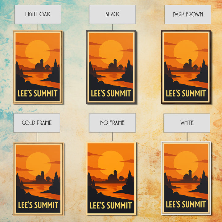 Lee'S Summit Travel Poster, Canvas Print, Warm Sunset Silhouette Art, Lee'S Summit Travel Art, Retro Travel Print, Vintage Travel Art