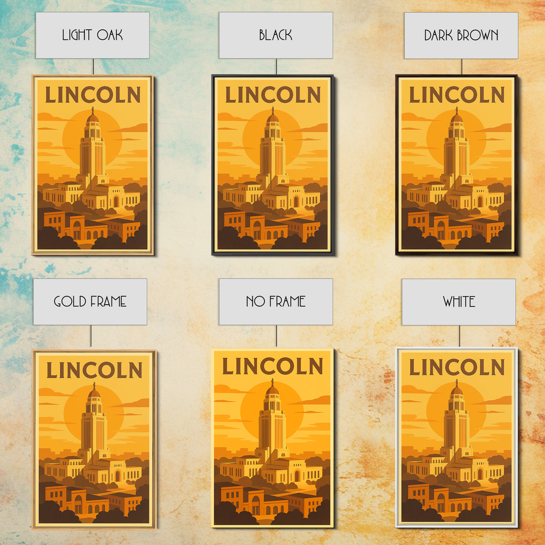 Lincoln Nebraska Travel Poster, Canvas Print, Golden Travel Poster Art, Lincoln Wall Art, Travel Poster Art, Travel Wall Decor, Art Print
