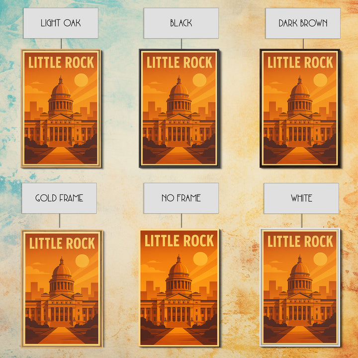 Little Rock Arkansas Travel Poster, Canvas Print, Warm Sunset Silhouette Art, Little Rock Travel Art, City Art Print, Vintage Travel Art