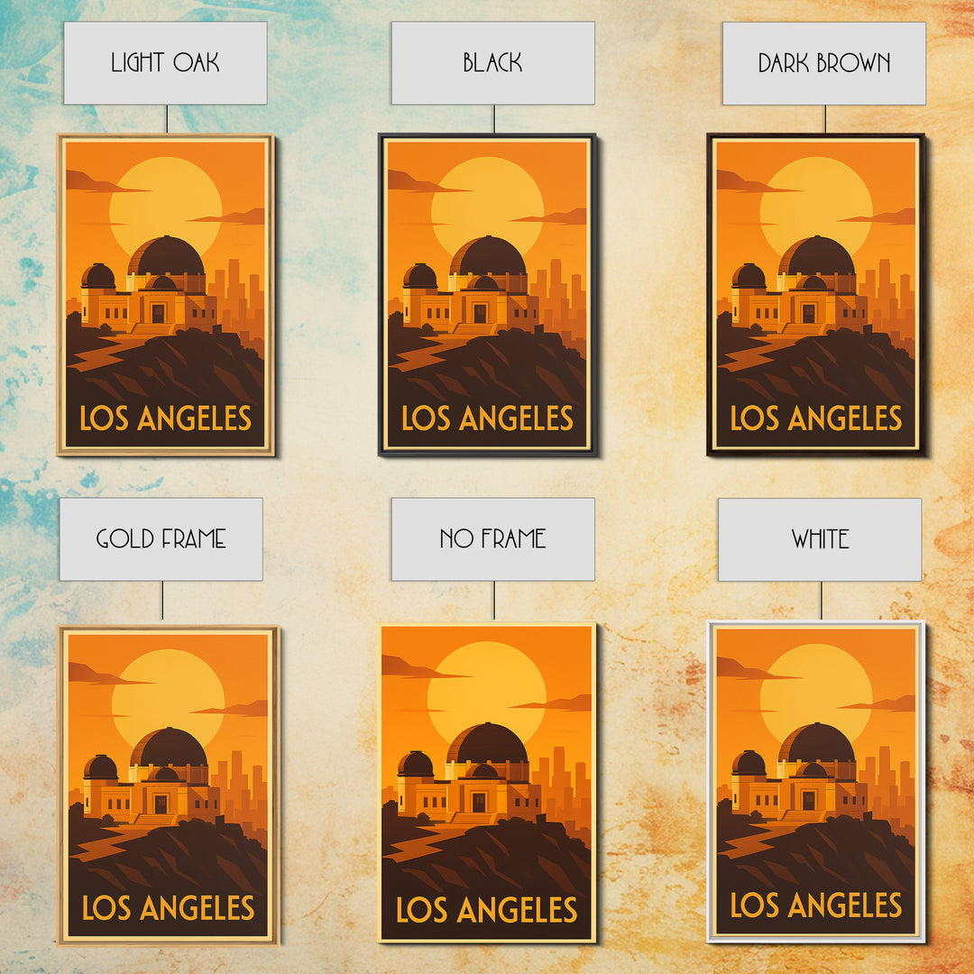 Los Angeles Travel Poster, Framed Canvas Print, Golden Travel Poster Art, Los Angeles City Art, Retro Travel Print, Vintage Travel Art