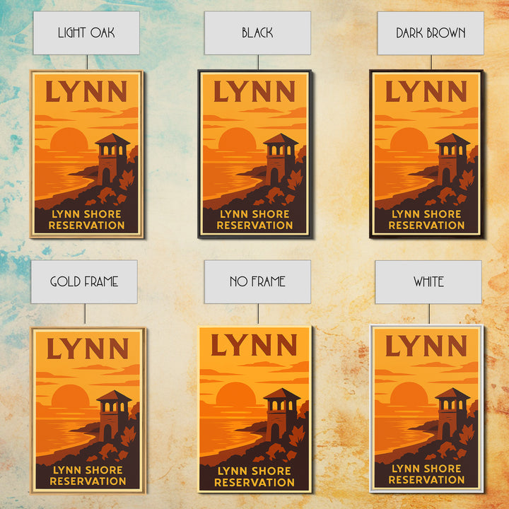 Lynn Massachusetts Travel Poster, Canvas Print, Warm Sunset Silhouette Art, Lynn Wall Art, Poster Art, Retro Travel Print, City Illustration