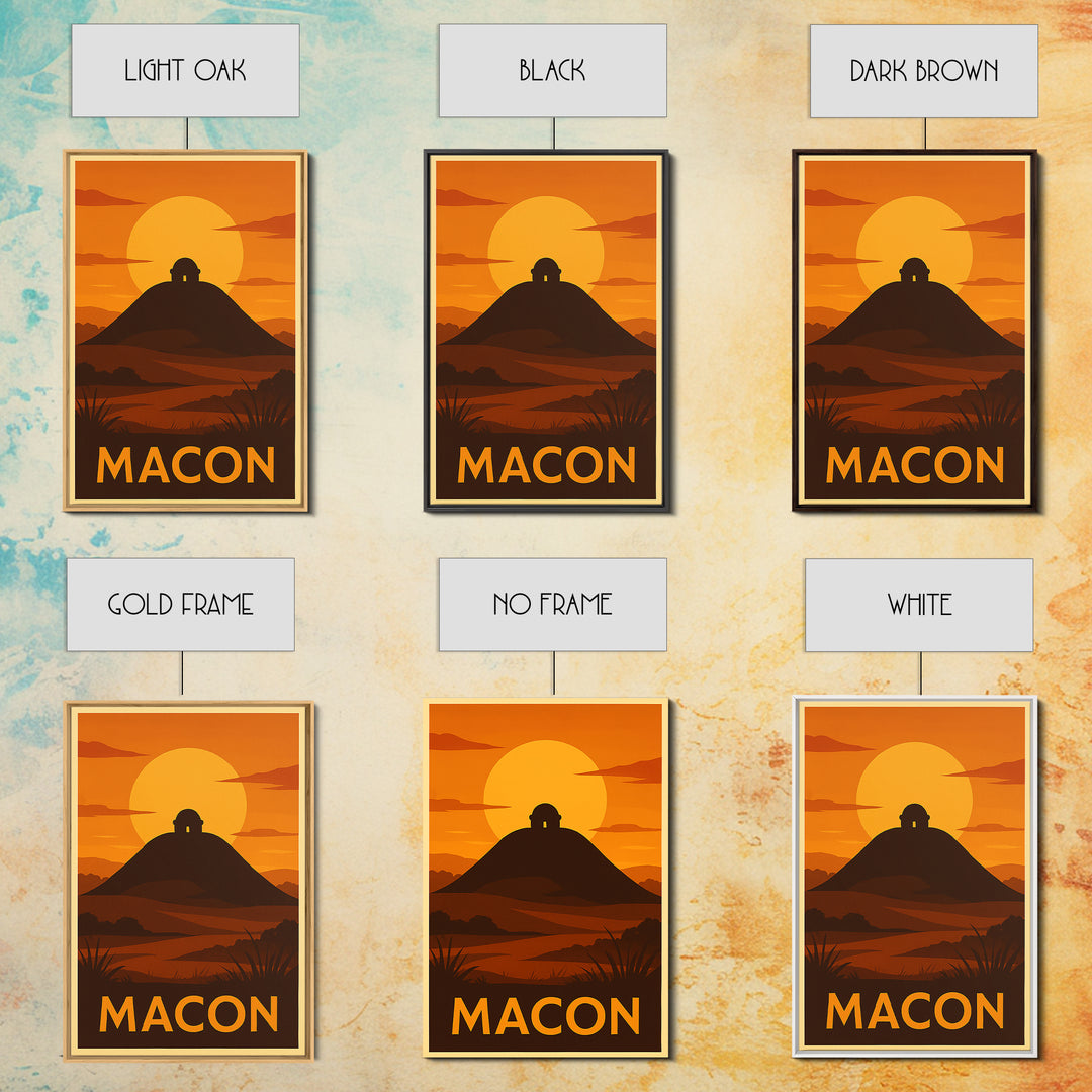 Macon Travel Poster, Canvas Print, Golden Travel Poster Art, Macon Wall Art, Modern Wall Decor, Fine Art Print, Travel Art Print