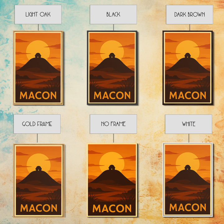 Macon Travel Poster, Canvas Print, Golden Travel Poster Art, Macon Wall Art, Modern Wall Decor, Fine Art Print, Travel Art Print
