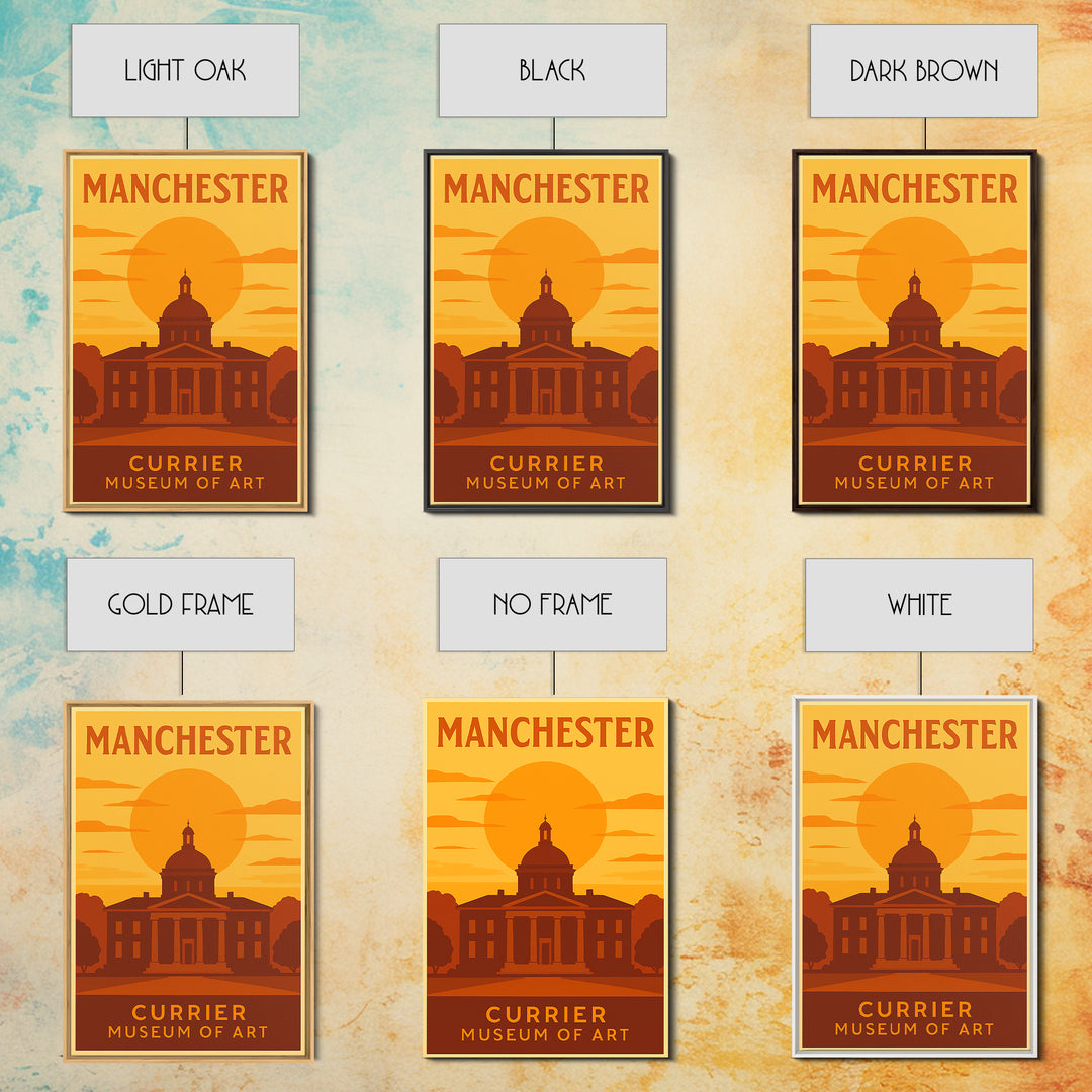 Manchester New Hampshire Travel Poster, Canvas Print, Gold Art Deco Poster Art, Manchester City Art, Vintage Travel Print, Wall Art
