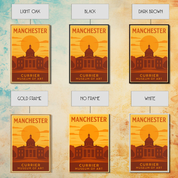Manchester New Hampshire Travel Poster, Canvas Print, Gold Art Deco Poster Art, Manchester City Art, Vintage Travel Print, Wall Art