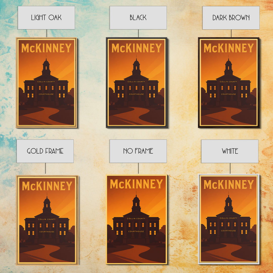 Mckinney Texas Travel Poster, Canvas Print, Vintage Deco Wall Art, Mckinney Art Print, Travel Art Print, Vintage City Poster, Wall Art