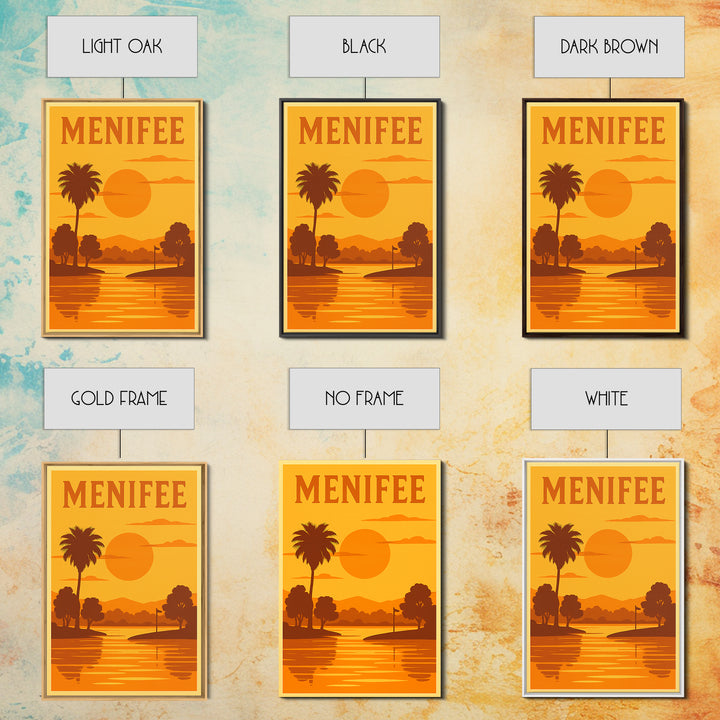 Menifee California Travel Poster, Canvas Print, Gold Art Deco Poster Art, Menifee Travel Art, Fine Art Print, Wanderlust Decor, Poster Art