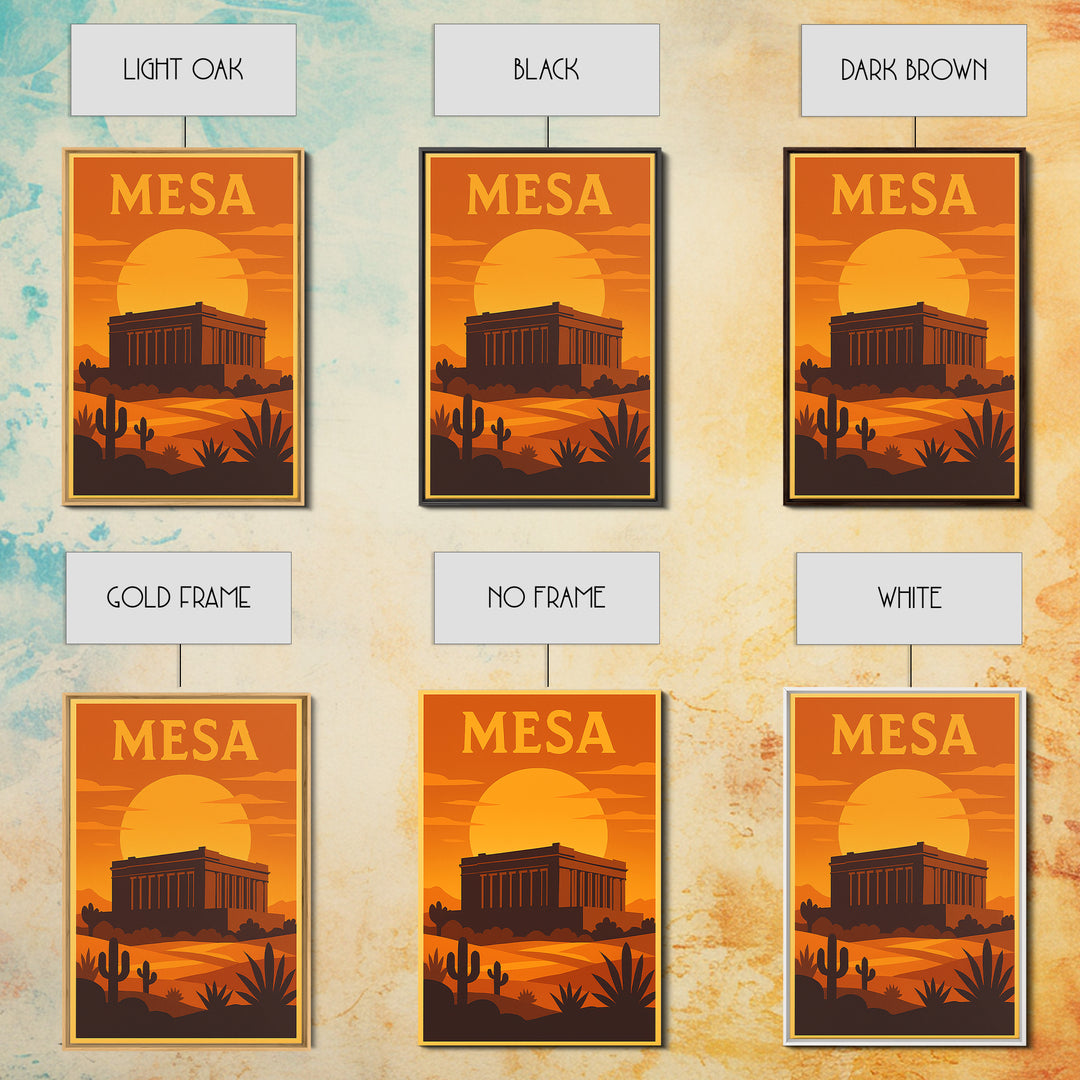 Mesa Arizona Travel Poster, Canvas Print, Gold Art Deco Poster Art, Mesa Art Print, Gift For Travelers, Vintage City Poster, Fine Art Print