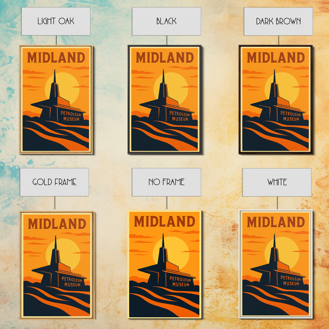 Midland Texas Travel Poster, Canvas Print, Vintage Deco Wall Art, Midland Poster Print, Vintage City Poster, Travel Prints, Vintage City Art