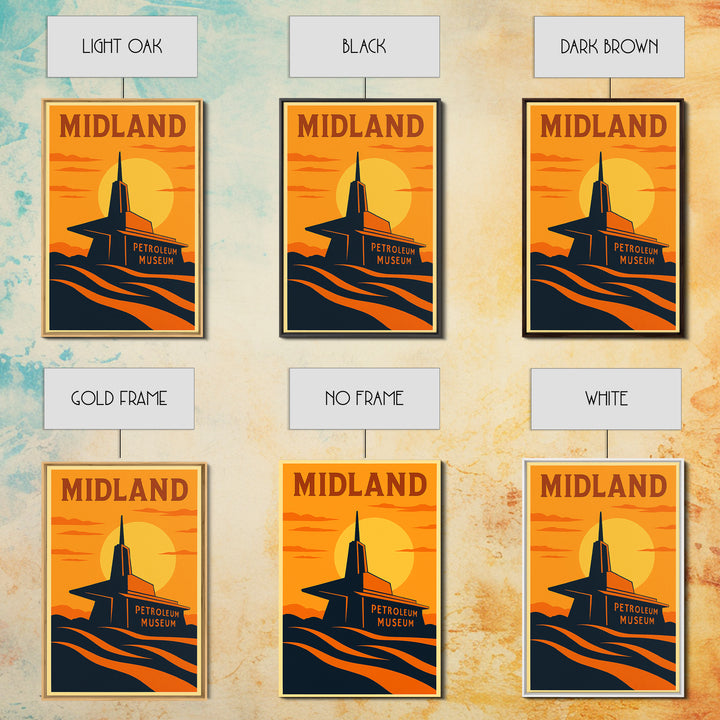 Midland Texas Travel Poster, Canvas Print, Vintage Deco Wall Art, Midland Poster Print, Vintage City Poster, Travel Prints, Vintage City Art