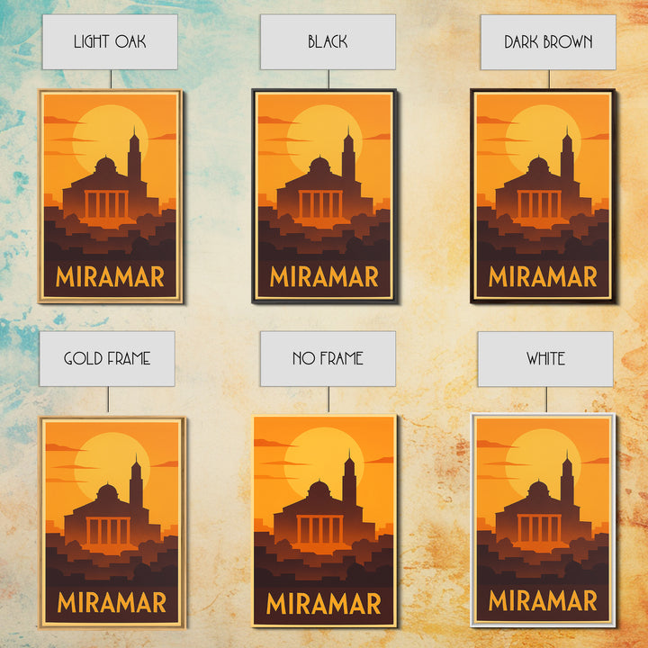 Miramar Travel Poster, Framed Canvas Print, Gold Art Deco Poster Art, Miramar Poster Print, Travel Art Print, Vintage Travel Print