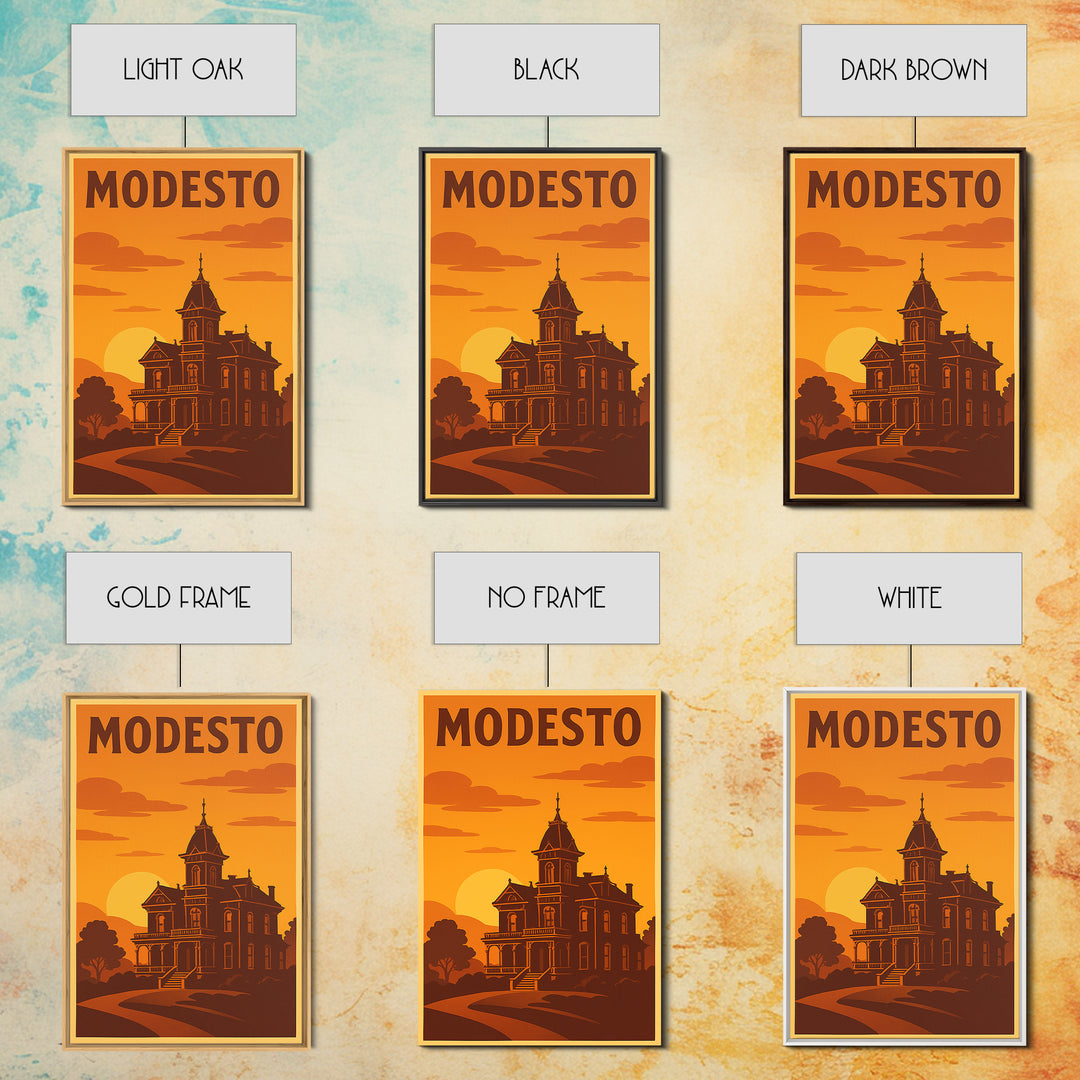 Modesto California Travel Poster, Canvas Print, Golden Poster Art, Modesto Art Print, Gift For Travelers, Vintage City Art, Wall Art