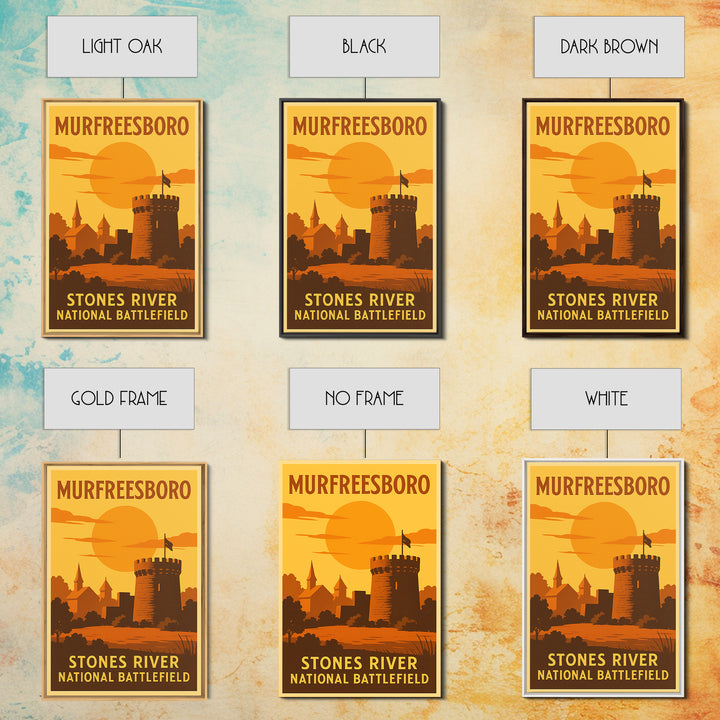 Murfreesboro Tennessee Travel Poster, Canvas Print, Golden Travel Poster Art, Murfreesboro Travel Art, Eclectic Wall Decor, Office Decor