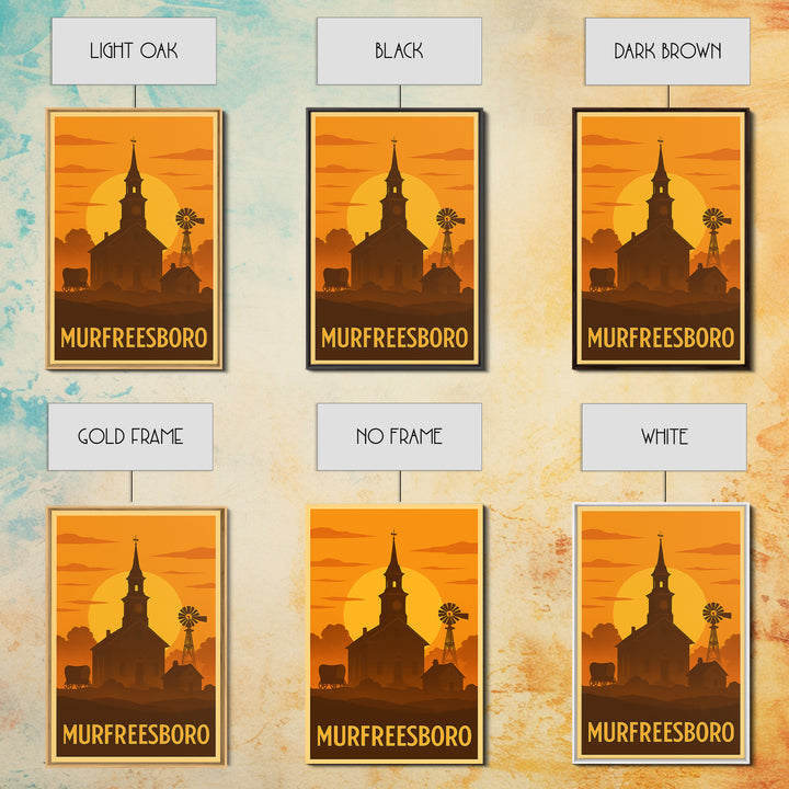 Murfreesboro Travel Poster, Canvas Print, Golden Travel Poster Art, Murfreesboro City Art, Vintage Travel Print, Living Room Wall Art