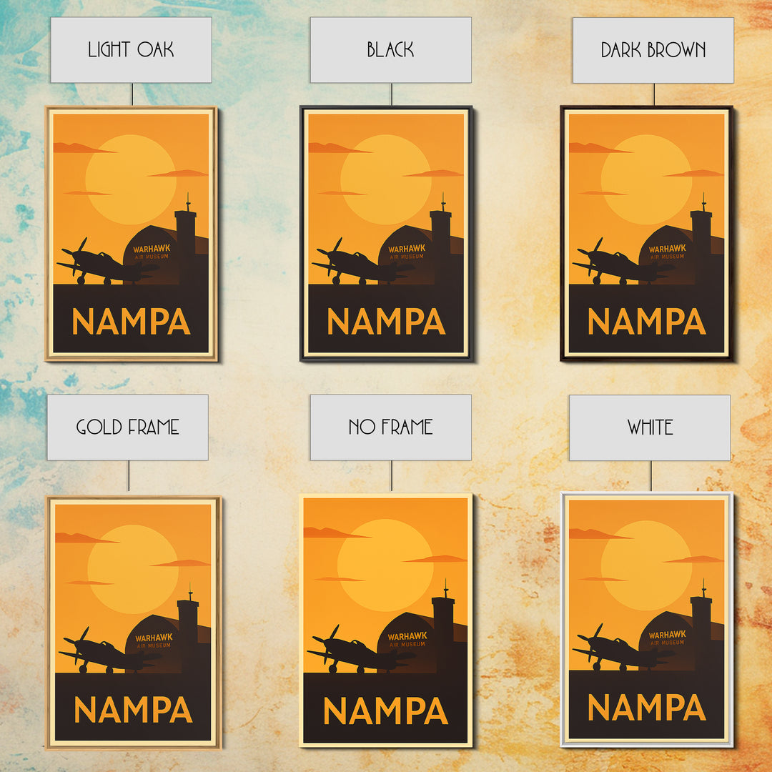 Nampa Travel Poster, Canvas Print, Gold Art Deco Poster Art, Nampa Travel Art, Wanderlust Decor, Travel Wall Art, Watercolor Skyline
