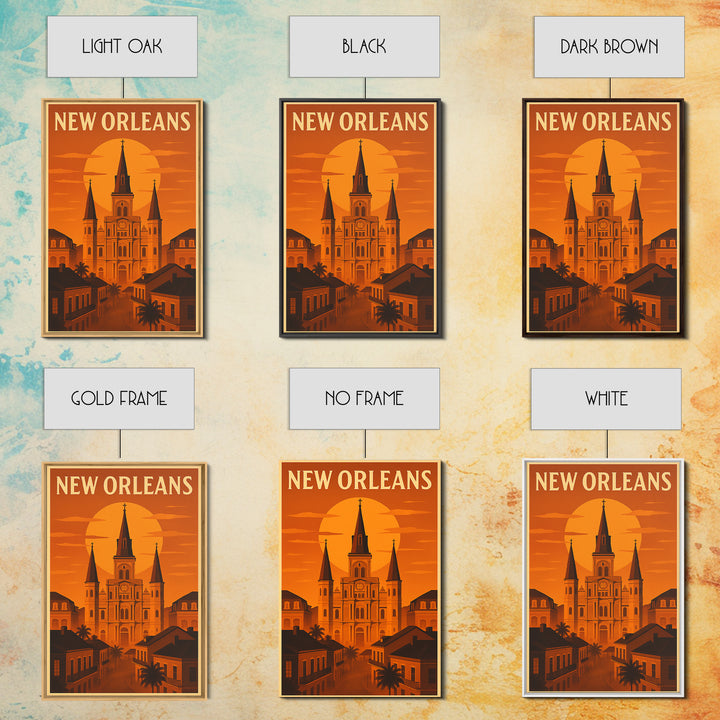 New Orleans Louisiana Travel Poster, Canvas Print, Gold Art Deco Poster Art, New Orleans Art Print, Travel Wall Decor, Gift For Travelers