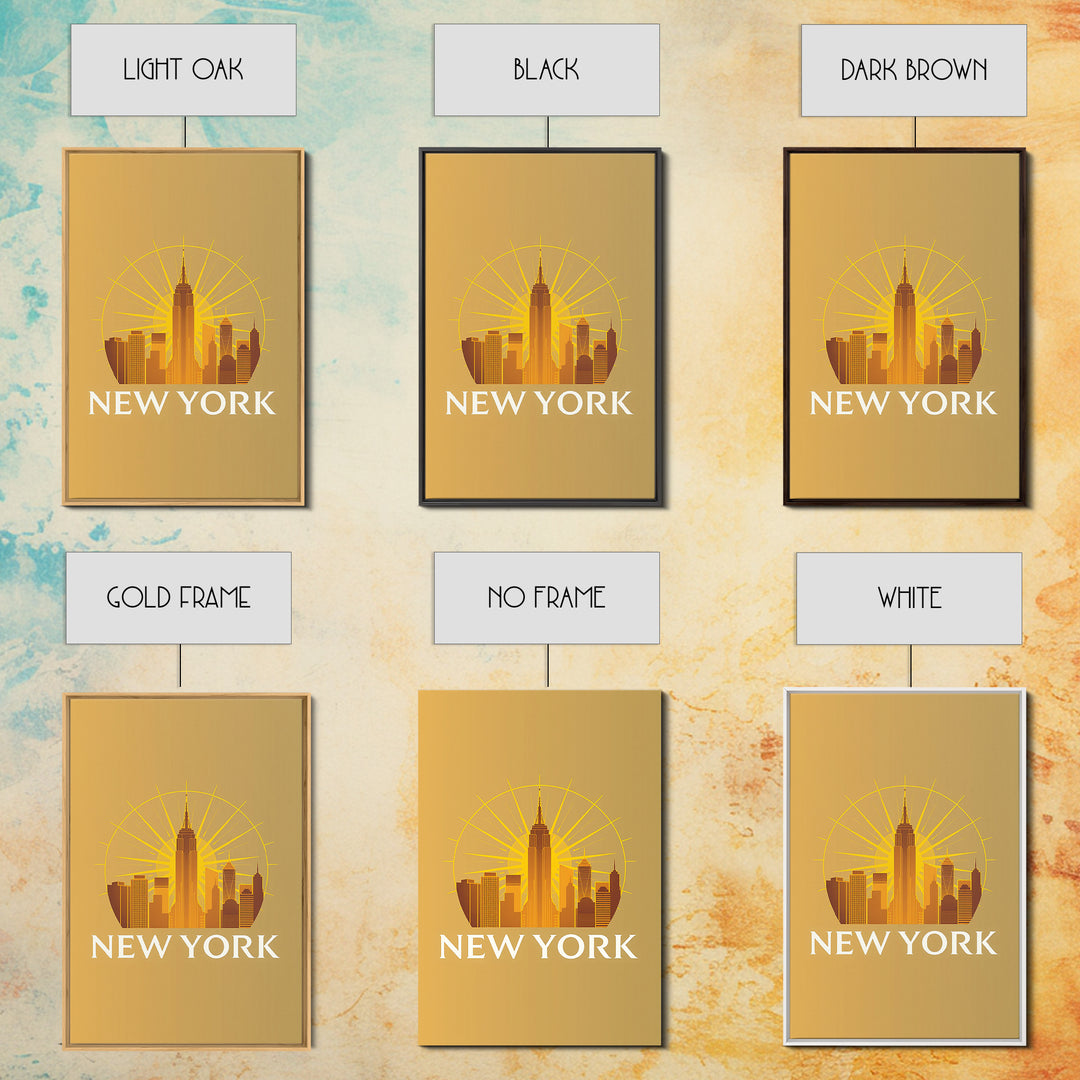 New York Travel Poster, Canvas Print, Gold Art Deco Poster Art, New York Wall Art, Travel Poster Set, City Art Print, Retro Travel Print