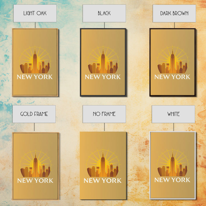 New York Travel Poster, Canvas Print, Gold Art Deco Poster Art, New York Wall Art, Travel Poster Set, City Art Print, Retro Travel Print