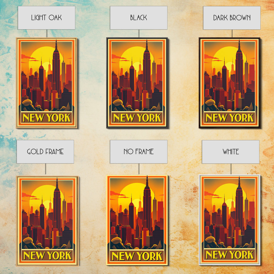 New York Travel Poster, Canvas Print, Gold Art Deco Poster Art, New York Poster Print, Wanderlust Decor, Fine Art Print, Home Office Decor